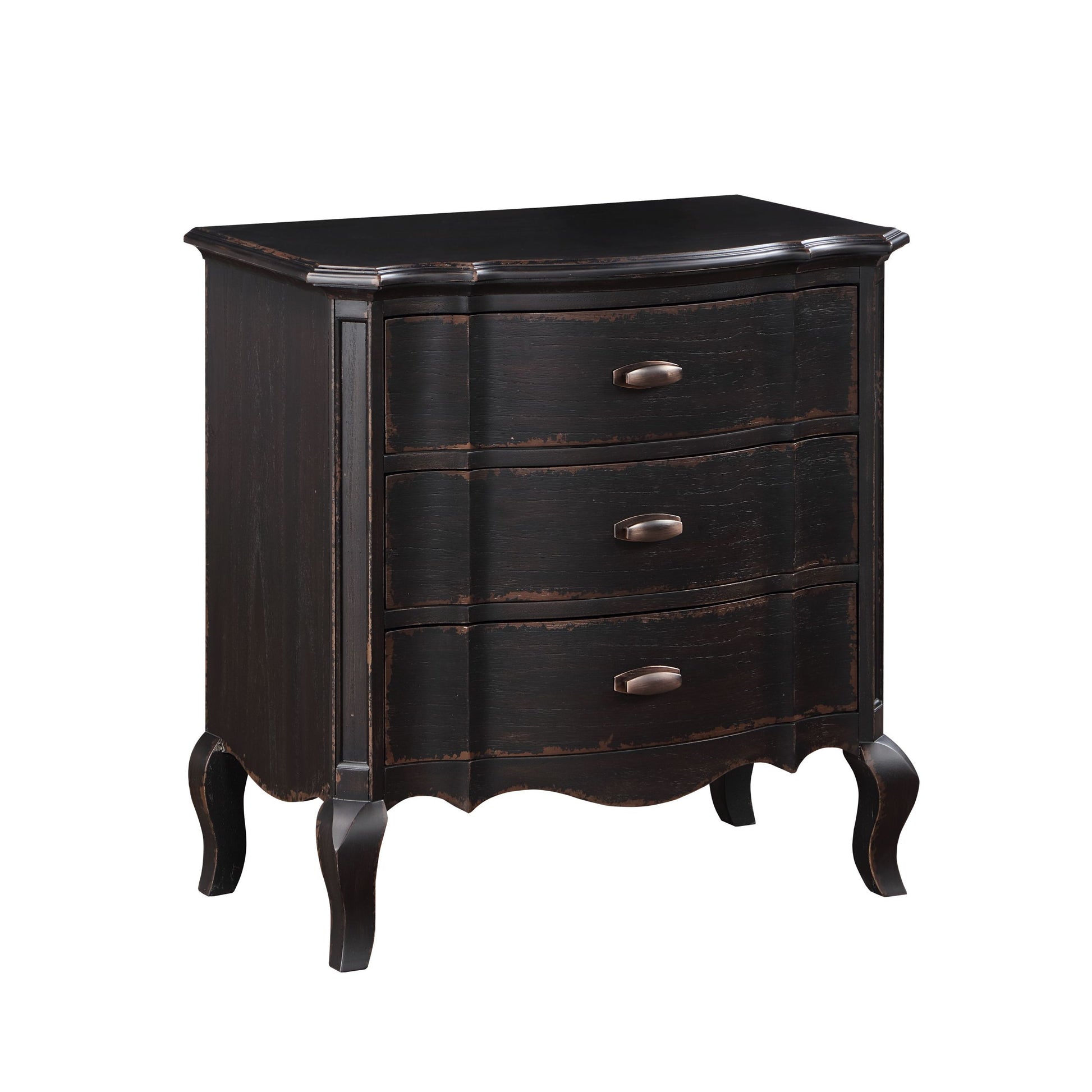 Antique Black 3 Drawer Nightstand Antique Black 3 Drawers Bedroom Rectangle French Country Felt Lined Drawers Antique Solid Wood