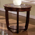 Dark Cherry 1Pc End Table Open Bottom Shelf Round Design Glass Insert Top Living Room Furniture Brown,Cherry Brown Primary Living Space Classic,Contemporary,Luxury,Traditional Rubberwood Open