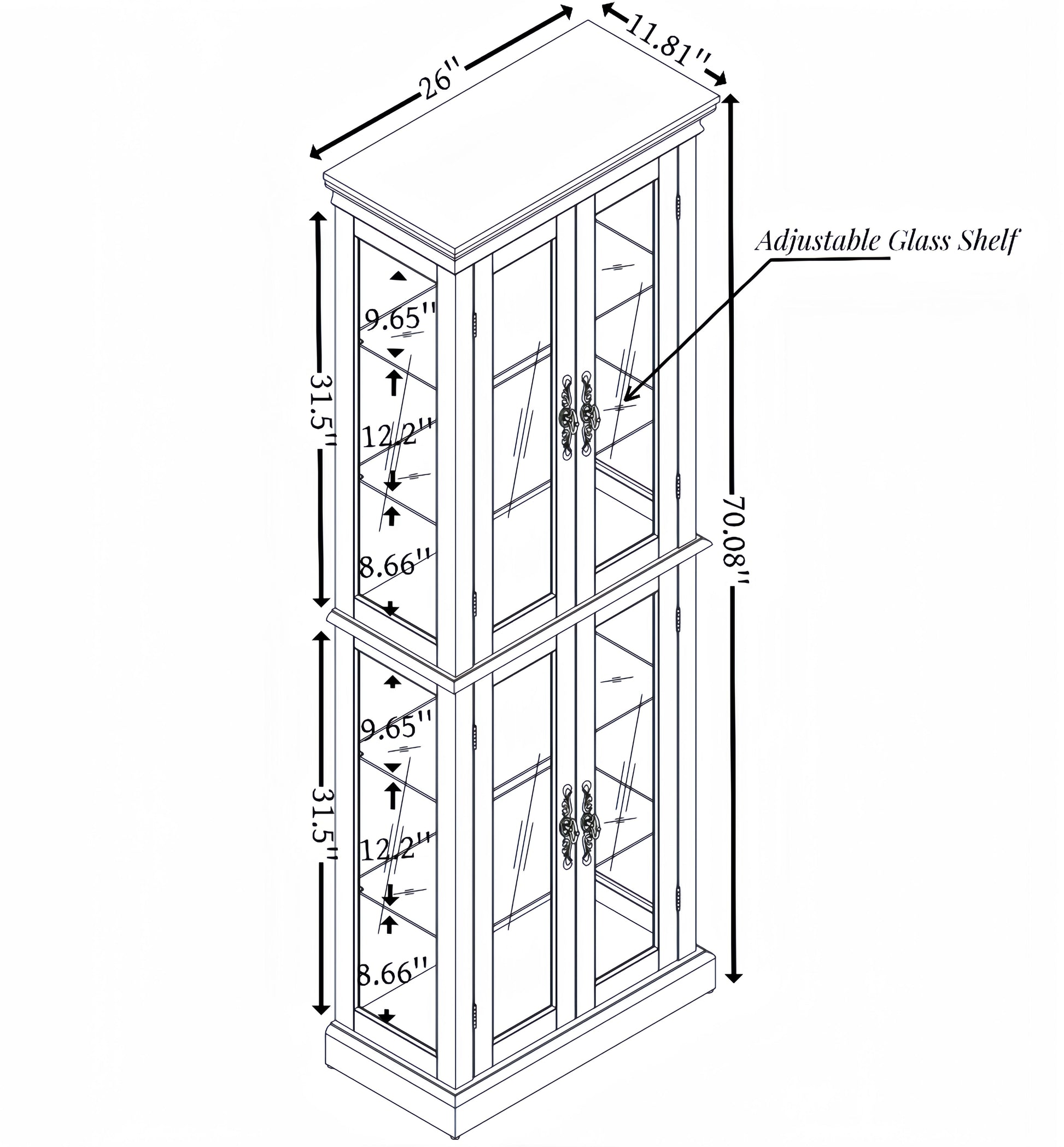 Lighted Glass Curio Display Cabinet,Display Cabinet,Glass Storage Cabinet Glass Wine Cabinet Wood Frame Toy Display For Living Room, Kitchen, Pantry Light Bulb Included Cherry Cherry Mdf Glass