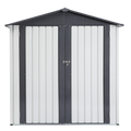 Xwt014 Garden Metal Storage Shed Gray White 6X4X6Ft Outdoor Storing Tools Rainproof Hinge Door Version Grey Metal