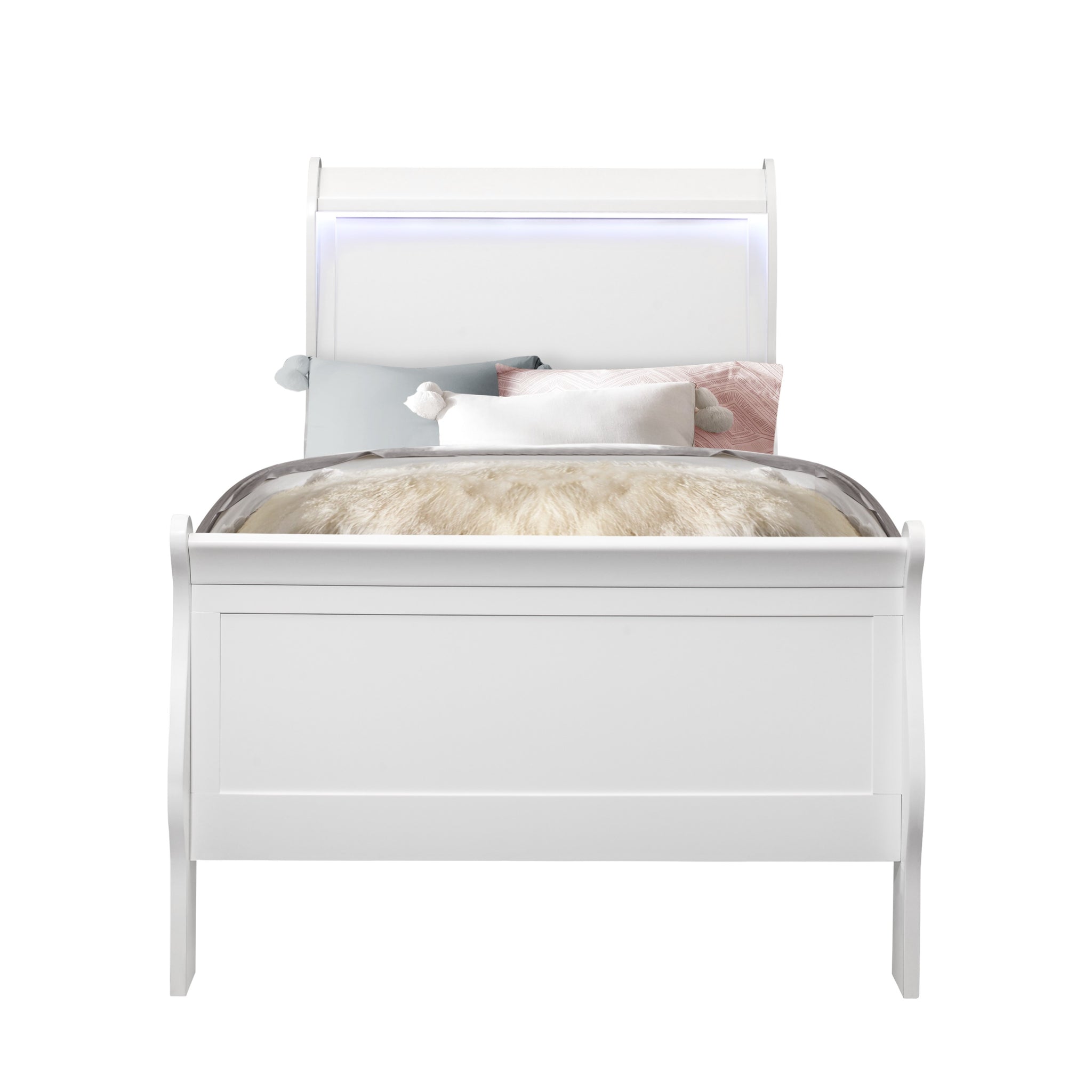 Charlston White Twin Bed White Solid Wood Mdf