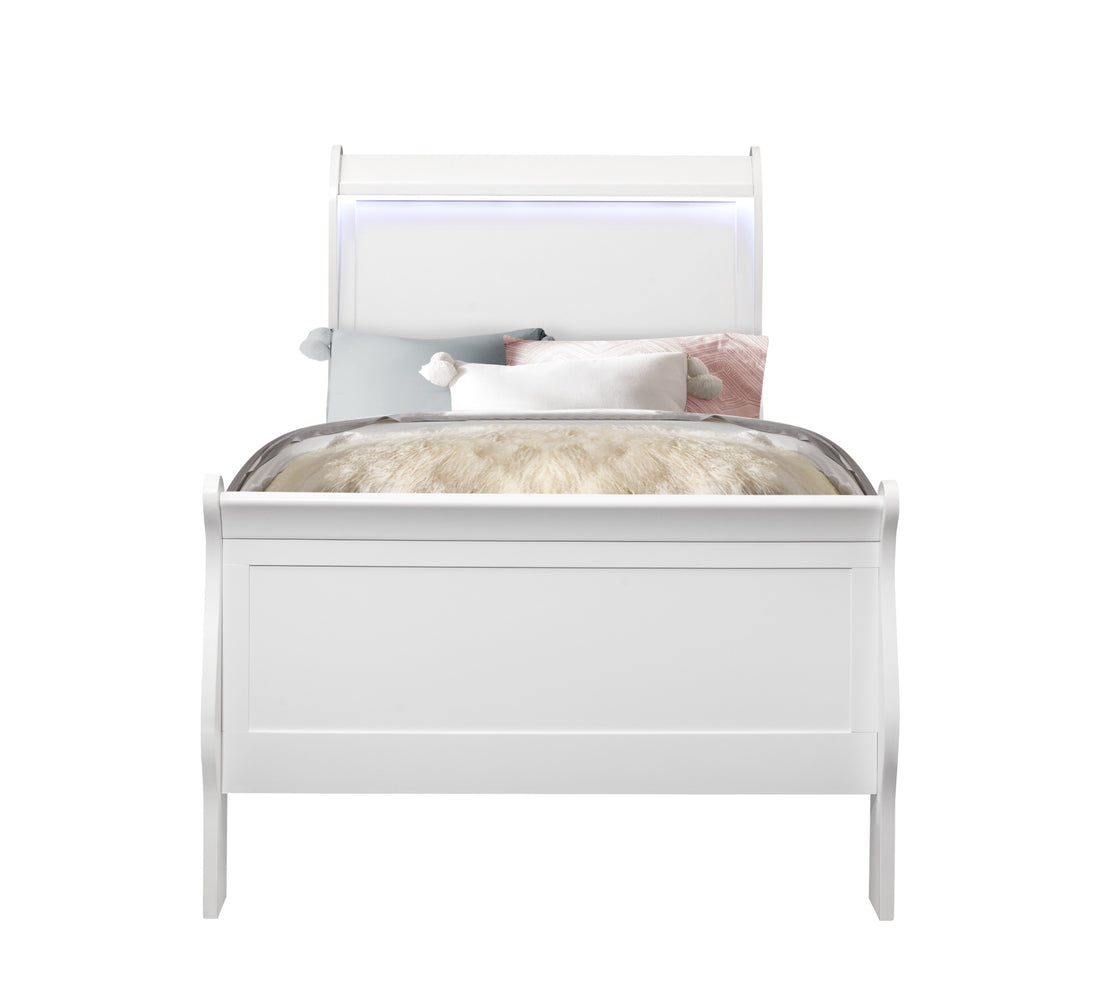 Charlston White Twin Bed White Solid Wood Mdf