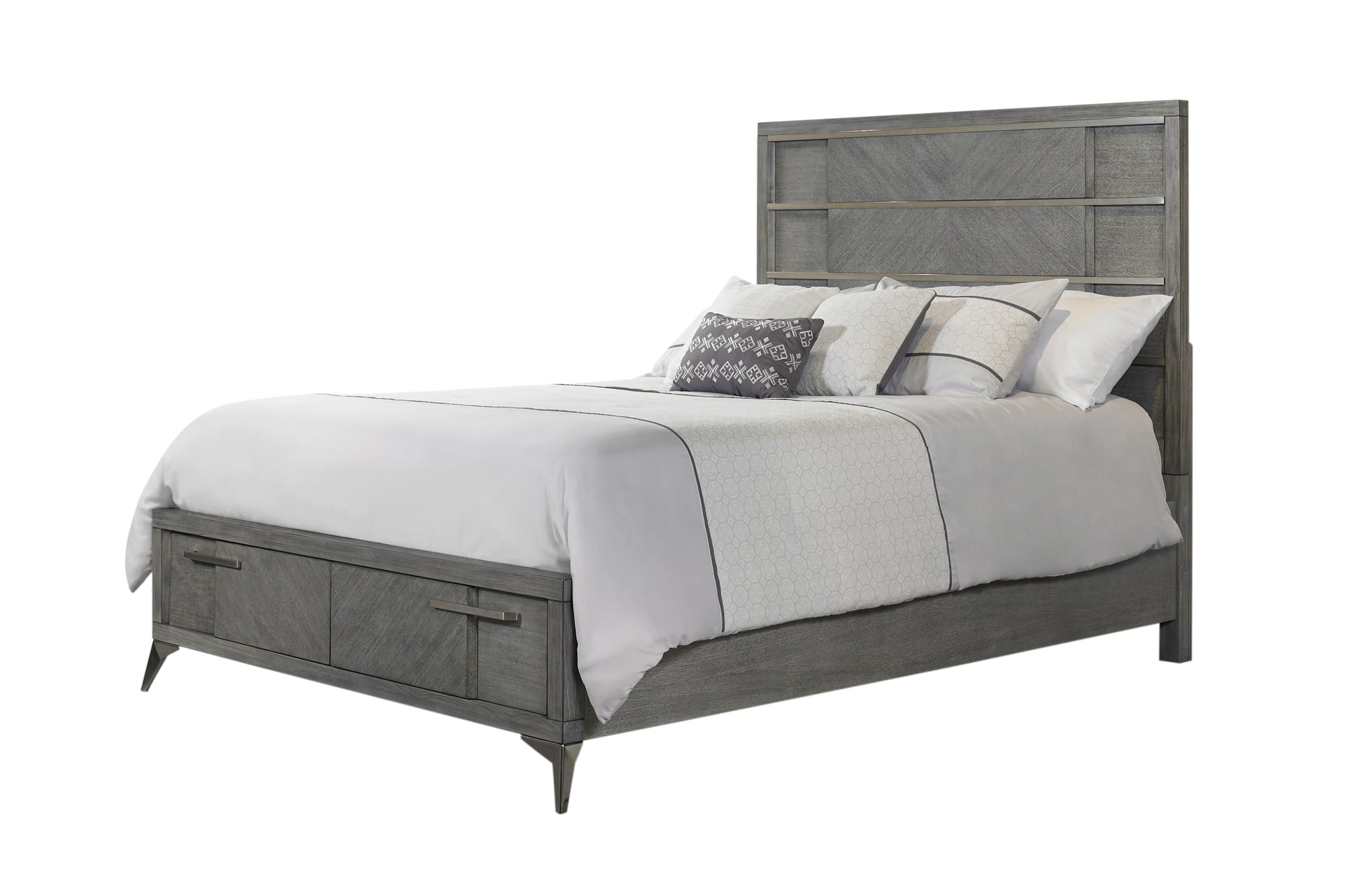 Gray Stoage Bed W Bookmatched Veneer Gray Solid Wood Mdf