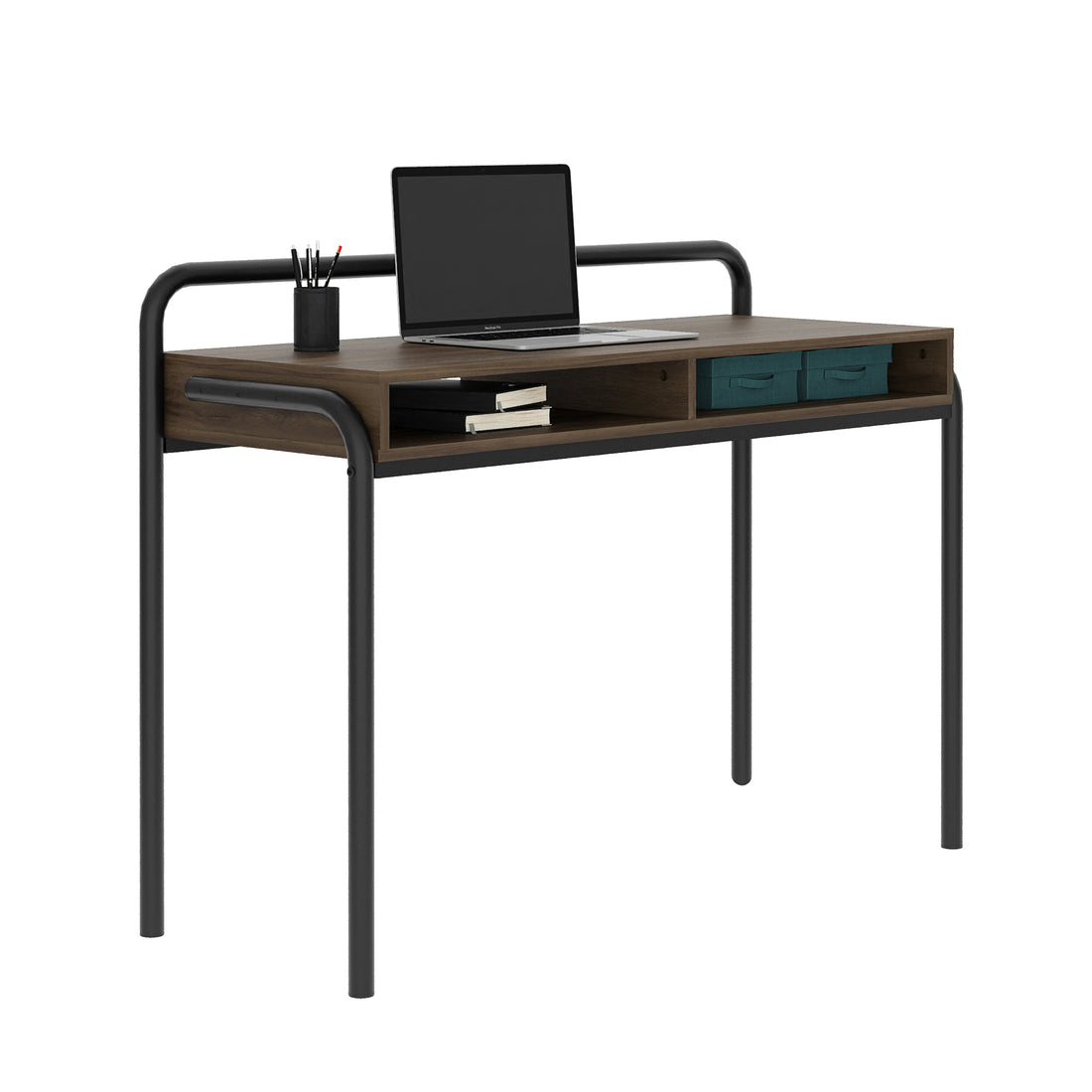 Techni Mobili Modern Classic Writing Desk, Walnut Walnut Writting Desk Office Modern Rectangular Rectangular Mdf