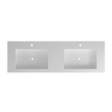 60Inch Solid Surface Double Basin With Faucet Hole White Bathroom Classic,Luxury,Modern Solid Surface Solid Surface