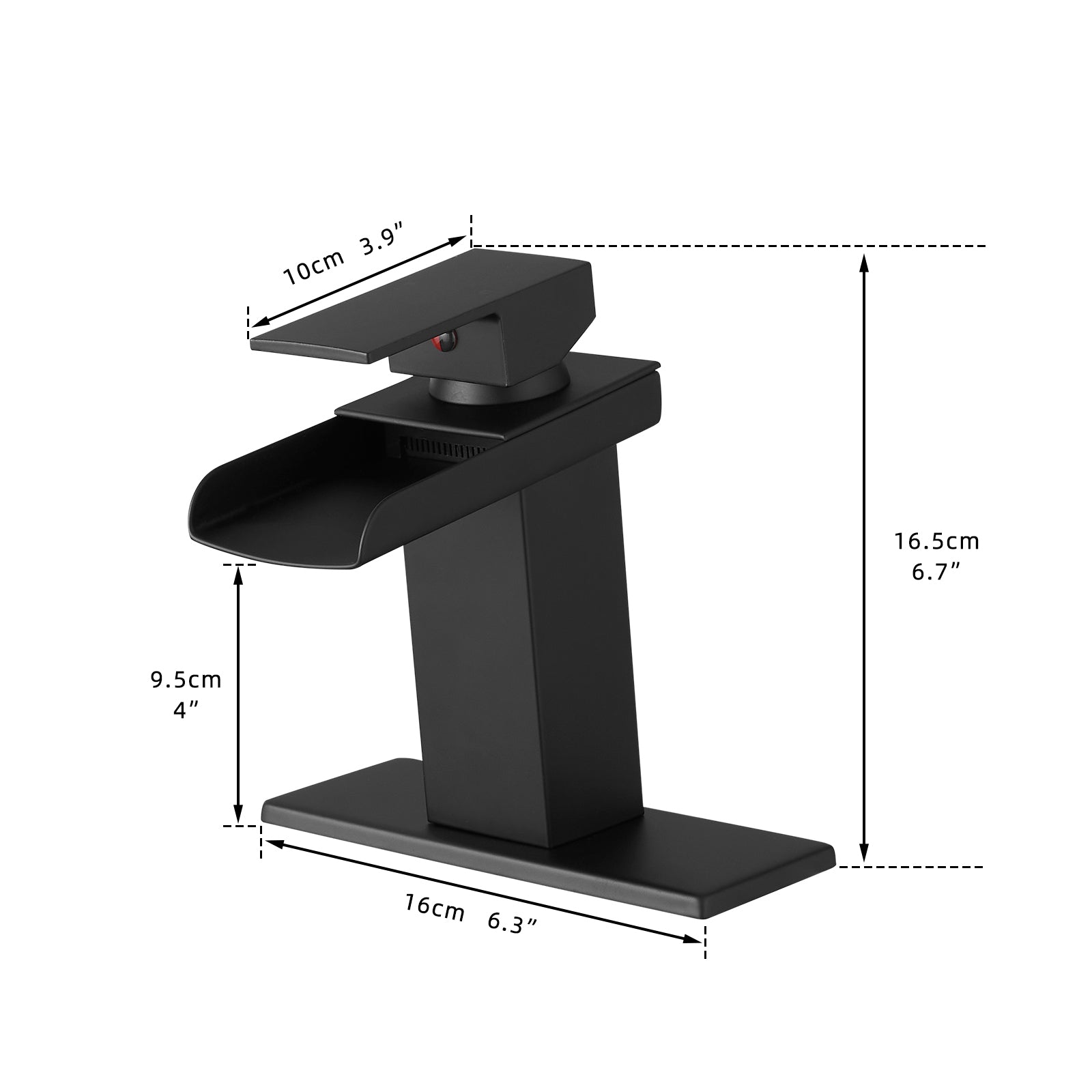 Sink Faucet With Deck Plate Waterfall Black Bathroom Faucets For Sink 1 Hole Or 3 Holes One Handle Faucets Bathroom Joystick Geometric One Black Side Sprayer Deck Mounted Cartridge Valve Single Hole Faucets Matte Black Contemporary 1 Hole Faucets Ceramic