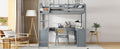 Full Wooden Loft Bed With U Shaped Desk,Storage Compartments And Tri Fold Mirror, Gray Gray Plywood,Solid Wood Mdf