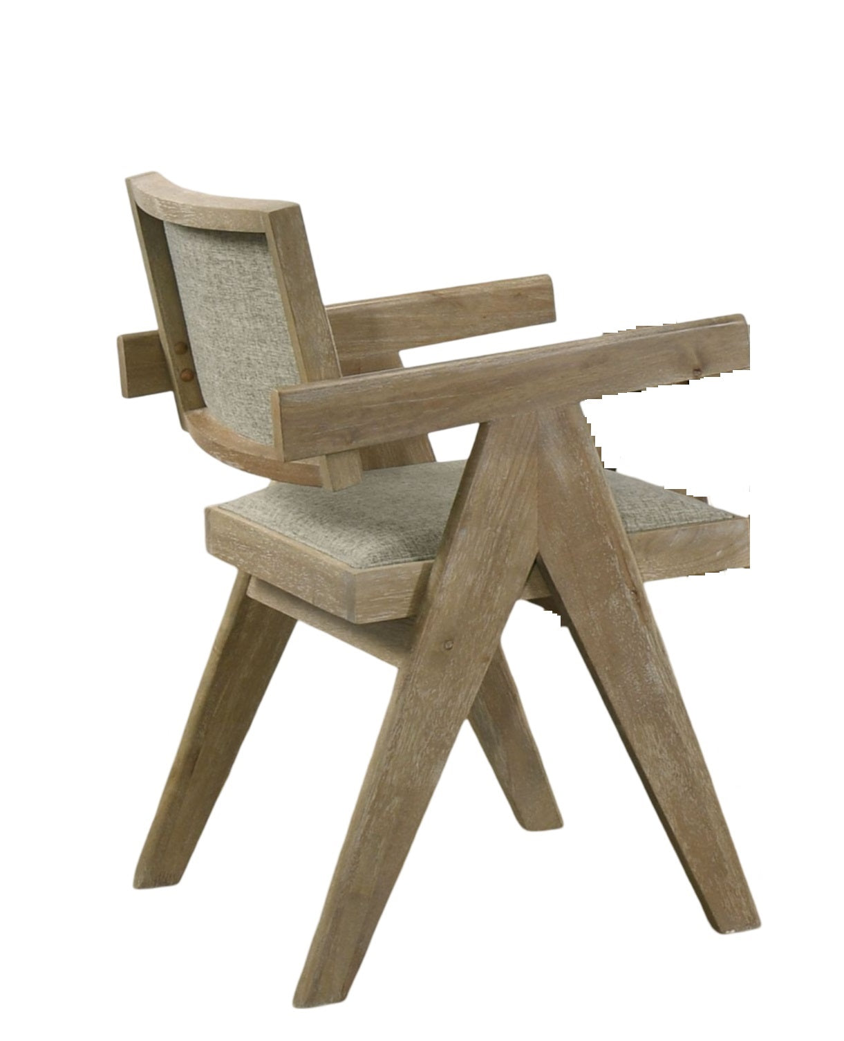 Contemporary 2Pc Dining Arm Chairs Oak Veneer Fabric Upholstered Chairs Plank Arms Dining Room Rubberwood Oak Dining Room Contemporary Arm Chair Solid Back Set Of 2 Fabric,Rubber Wood