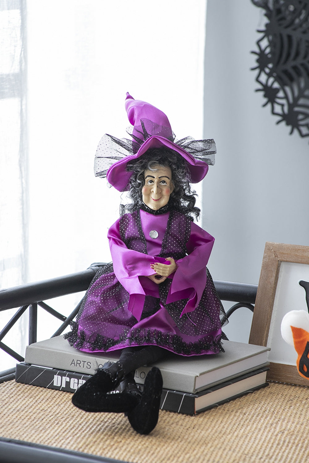 Set Of 3 19"H Halloween Witch Decor, Purple Orange Black Black,Orange,Purple Polyester