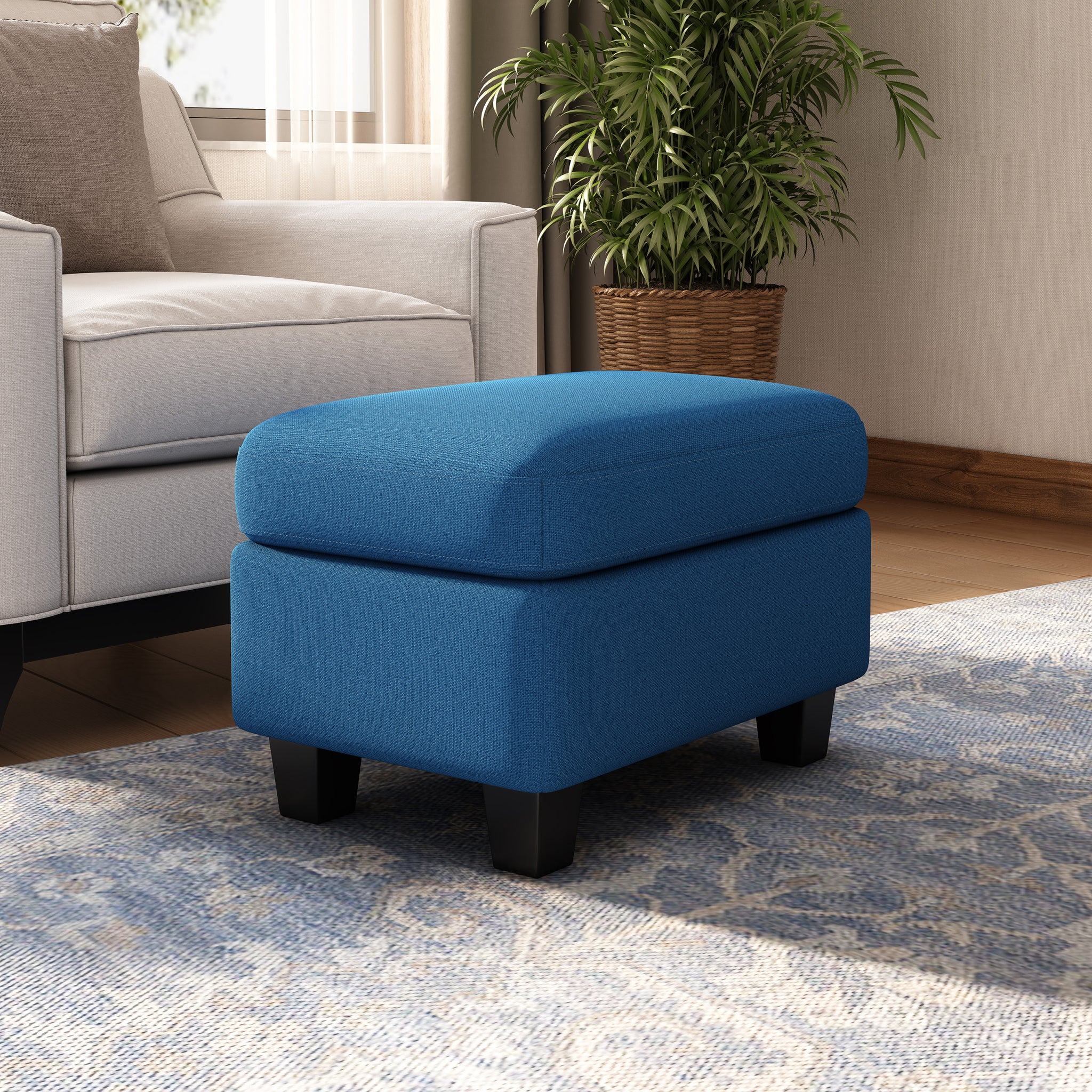 Springfield Navy Blue Ottoman Navy Blue Foam Polyester Blend