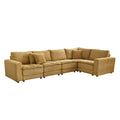 5 Seats,Oversized Sectional Sofa,L Shaped Corner Couch With Detachable Seat & Back Cushion, Corduroy Upholstery Convertible Sleeper Sofa&Couch For Living Room Yellow Fabric 5 Seat