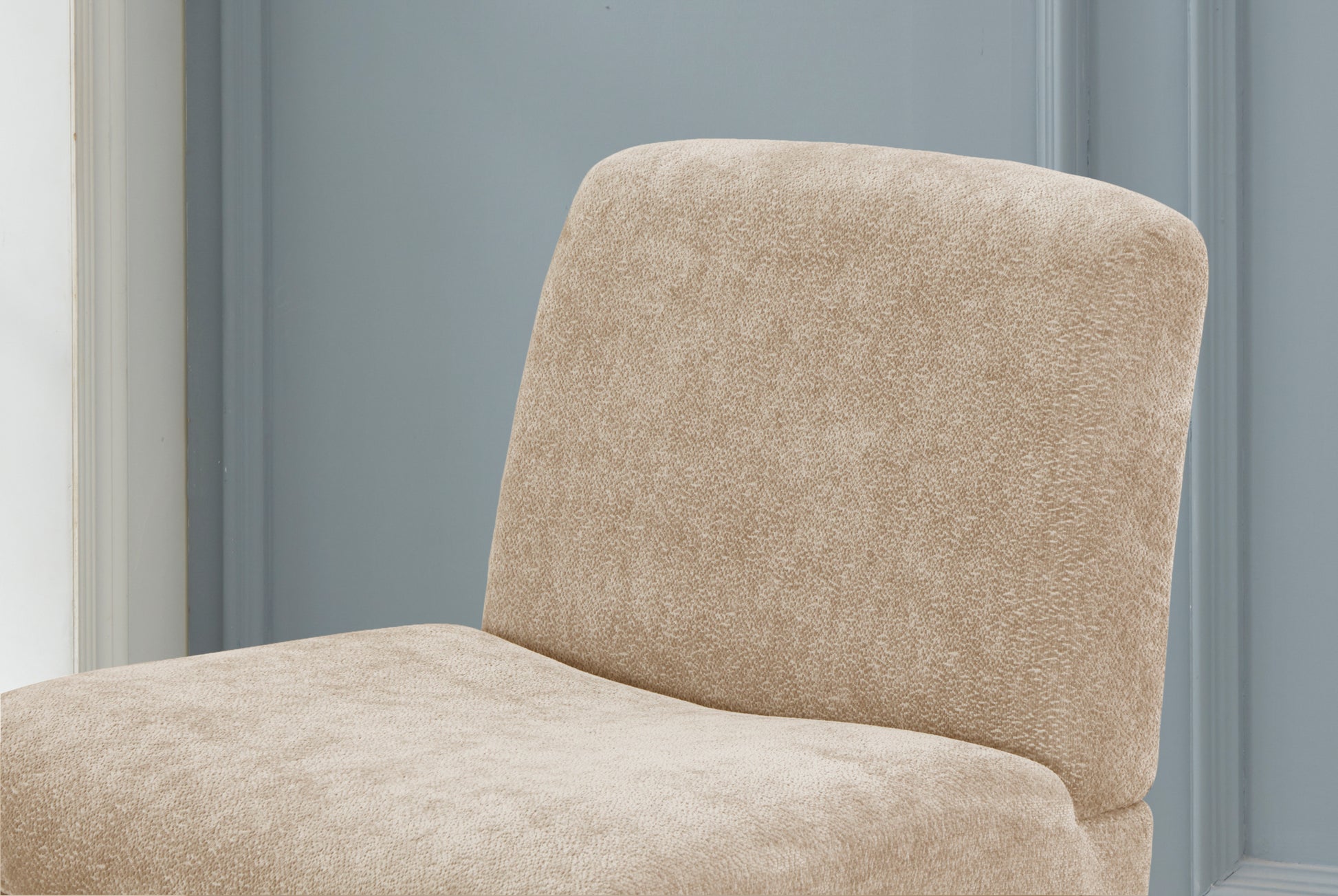 Comfy Accent Chair, Upholstered Slipper Chair, Armless Chair With Wood Legs And Soft Fabric For Living Room, Bedroom,Beige Beige Foam Wood Fabric