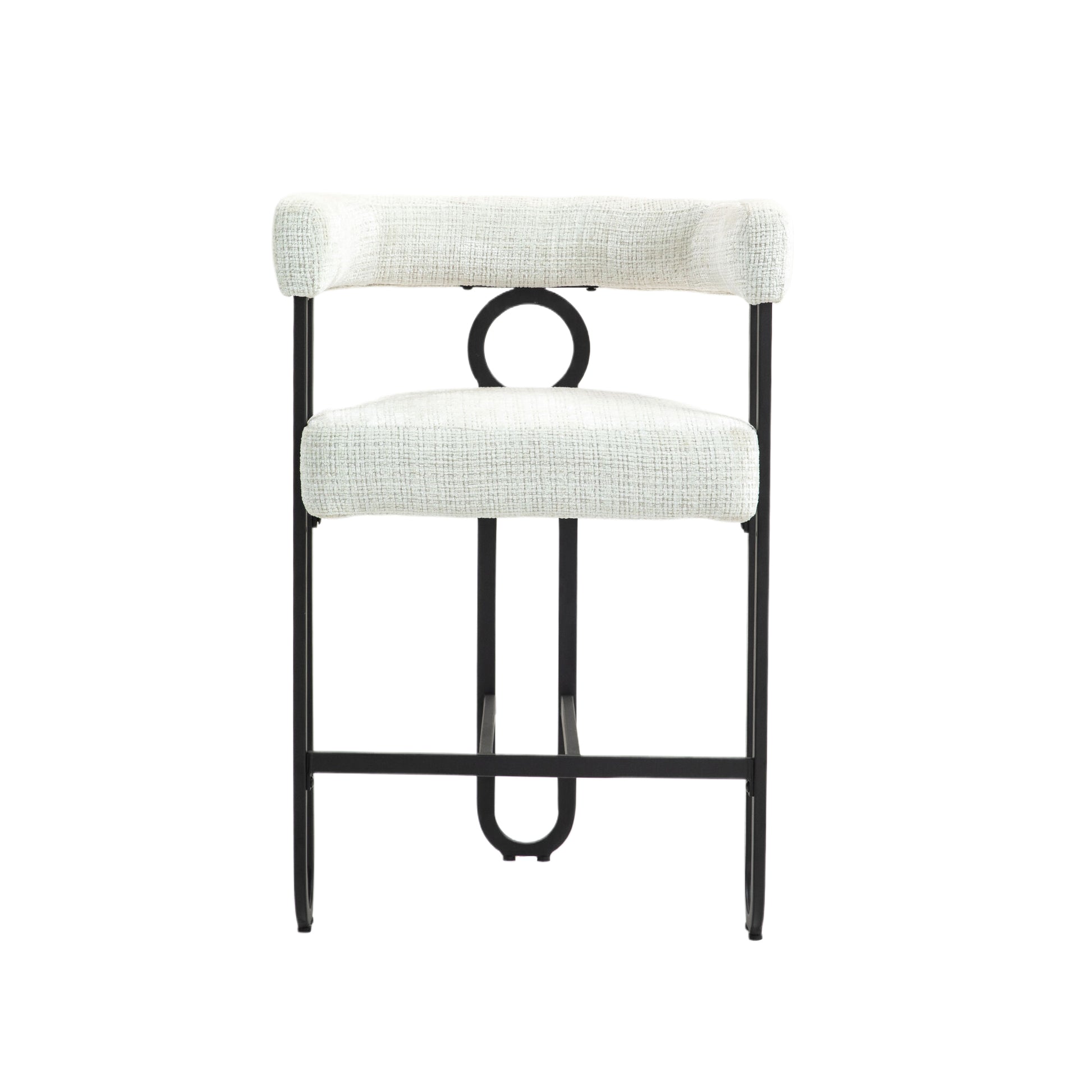 Coolmore Bar Stools Set Of 2, Modern Bar Stool With Back, Black Metal Frames, Upholstered Bar Stools For Kitchen Island, Pub, Club Beige Chenille Beige Foam Chenille