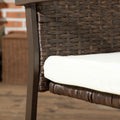 Outsunny 2 Piece Pe Rattan Outdoor Dining Chairs With Cushion, Patio Wicker Dining Chair Set With Backrest, Armrests For Patio, Deck, Garden, Cream White White Black Steel
