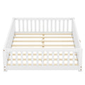 Full Size Bed Floor Bed With Safety Guardrails And Door For Kids, White Old Sku: W158090689 Full White Pine