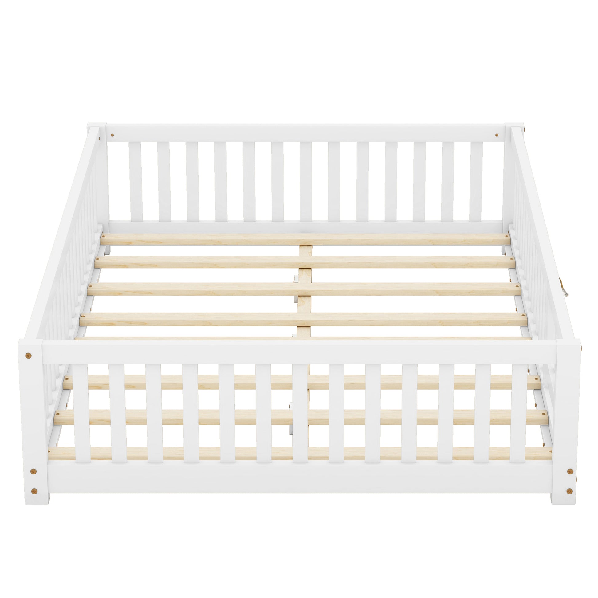 Full Size Bed Floor Bed With Safety Guardrails And Door For Kids, White Old Sku: W158090689 Full White Pine