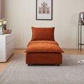 Modern Armless Accent Chair, Single Sofa Couch With Ottoman Compact Design, Space Saving Seating For Living Room, Bedroom, Apartment, Office Orange Wood Medium Soft Foam Chenille 1 Seat