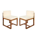 Patio Dining Chairs Set Of 2 Teak Beige Acacia Wood