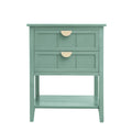 2 Drawer Side Table, American Style, End Table, Suitable For Bedroom, Living Room, Study Light Green Mdf