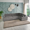 Bella Grey Corduroy Right Facing 3 Piece Sectional Grey Wood Corduroy 3 Seat