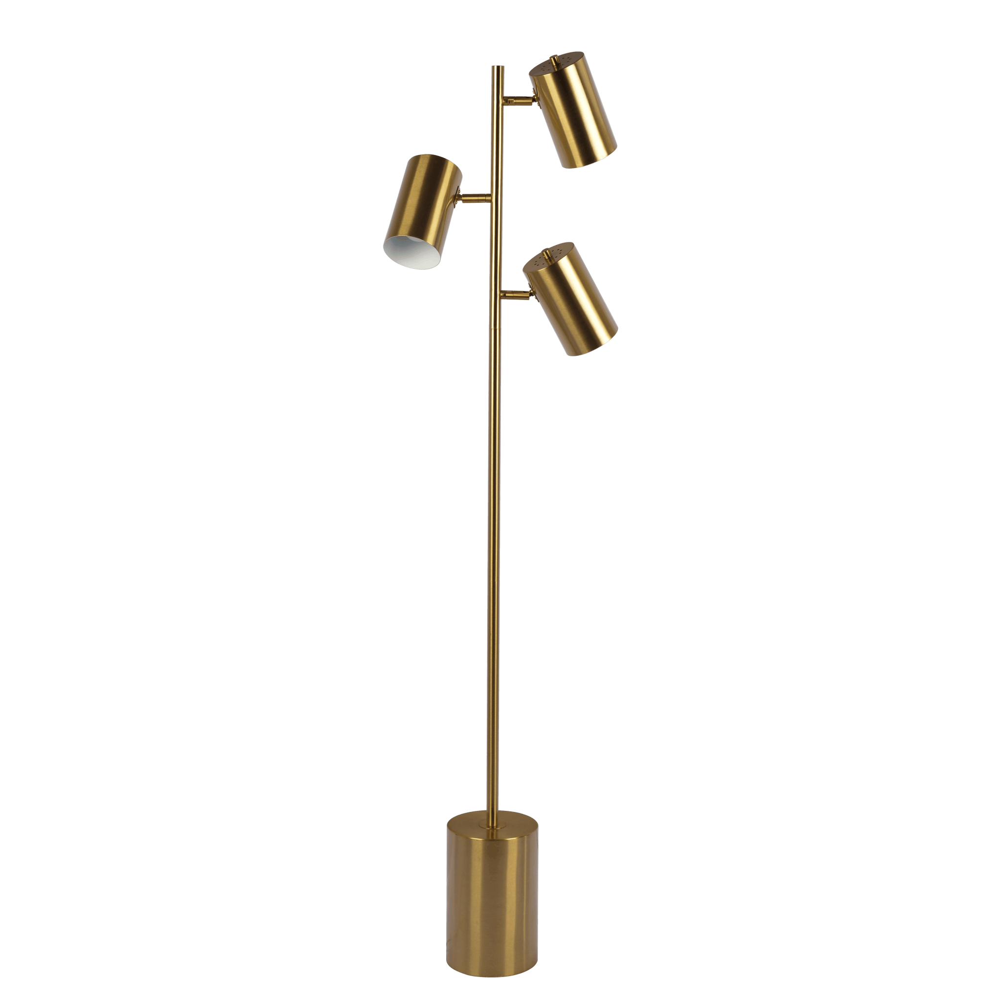 Harmony Brassed Gold Floor Lamp With Rotary Switch Triple Spots Metal Block Base Gold Table&Floor Lamps Brass