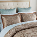 12 Piece Comforter Set With Cotton Bed Sheets Blue Brown King King Blue Brown Cotton