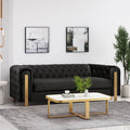 Mirod Comfy 3 Seat Sofa With Tufted Back And Arm, Modern For Living Room Black Velvet 3 Seat