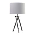 27 Inch Accent Table Lamp, Hardback Fabric Drum Shade, White, Silver Chrome Silver White Glass Metal