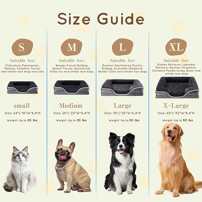 42'' Orthopedic Dog Bed For X Large Dog, Memory Foam Dog Bed, Egg Crate Foam Dog Couch Bed With Washable Removable Cover, Grey Grey Faux Fur