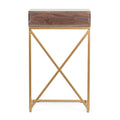 End Table K D With 1 Drawer Dark Brown Wood Metal