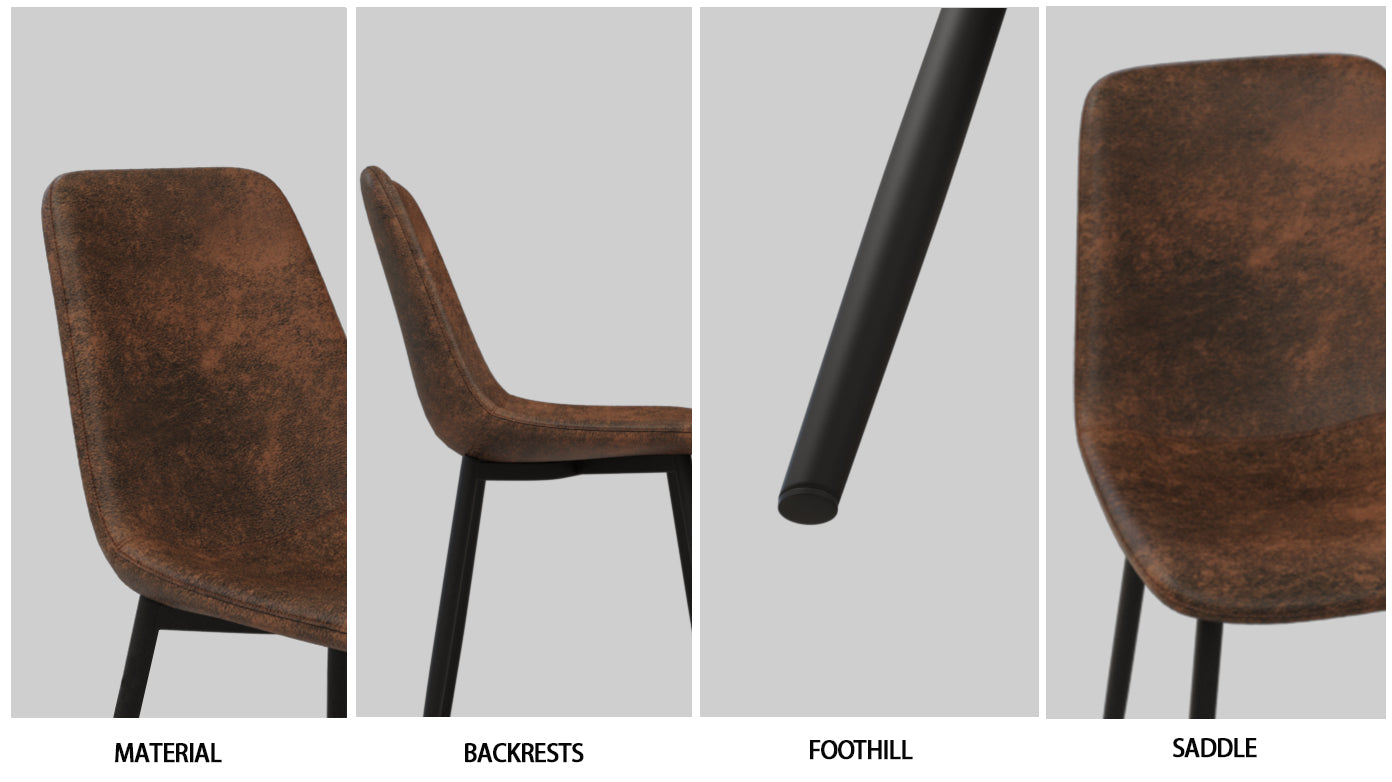 Mdf Black Wooden Dining Table And Modern Dining Chair 4 Piece Set, Medieval Wooden Kitchen Dining Table Set, Rectangular Metal Base, Dining Table And Suede Chair Black Brown Mdf