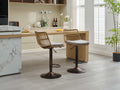 Set Of 2 Rattan Bar Stool, 360 Swivel Bar Chair, Counter Height Chair With Footrest For Kitchen, Dining Room Grey Wicker