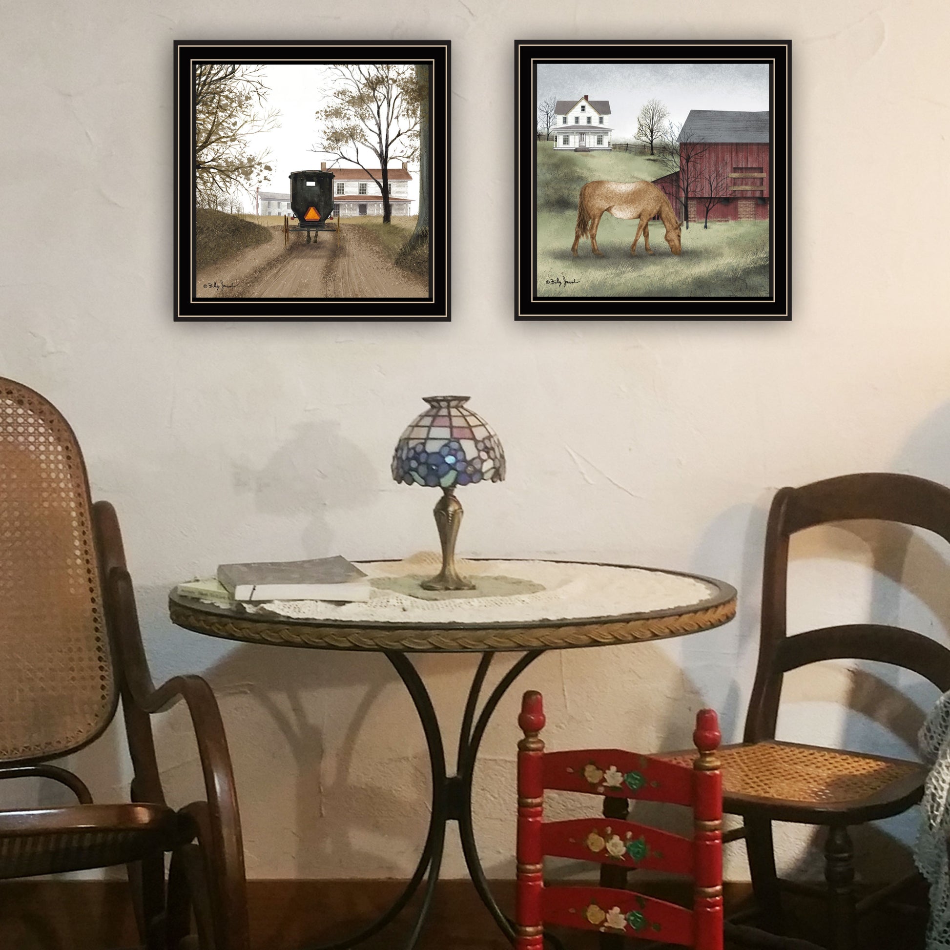 2 Piece Vignette The Old Mare, Heading' Home Black Framed Wall Art For Living Room, Bedroom Wall Art Print For Home Decor By Billy Jacobs Multicolor Wood Paper