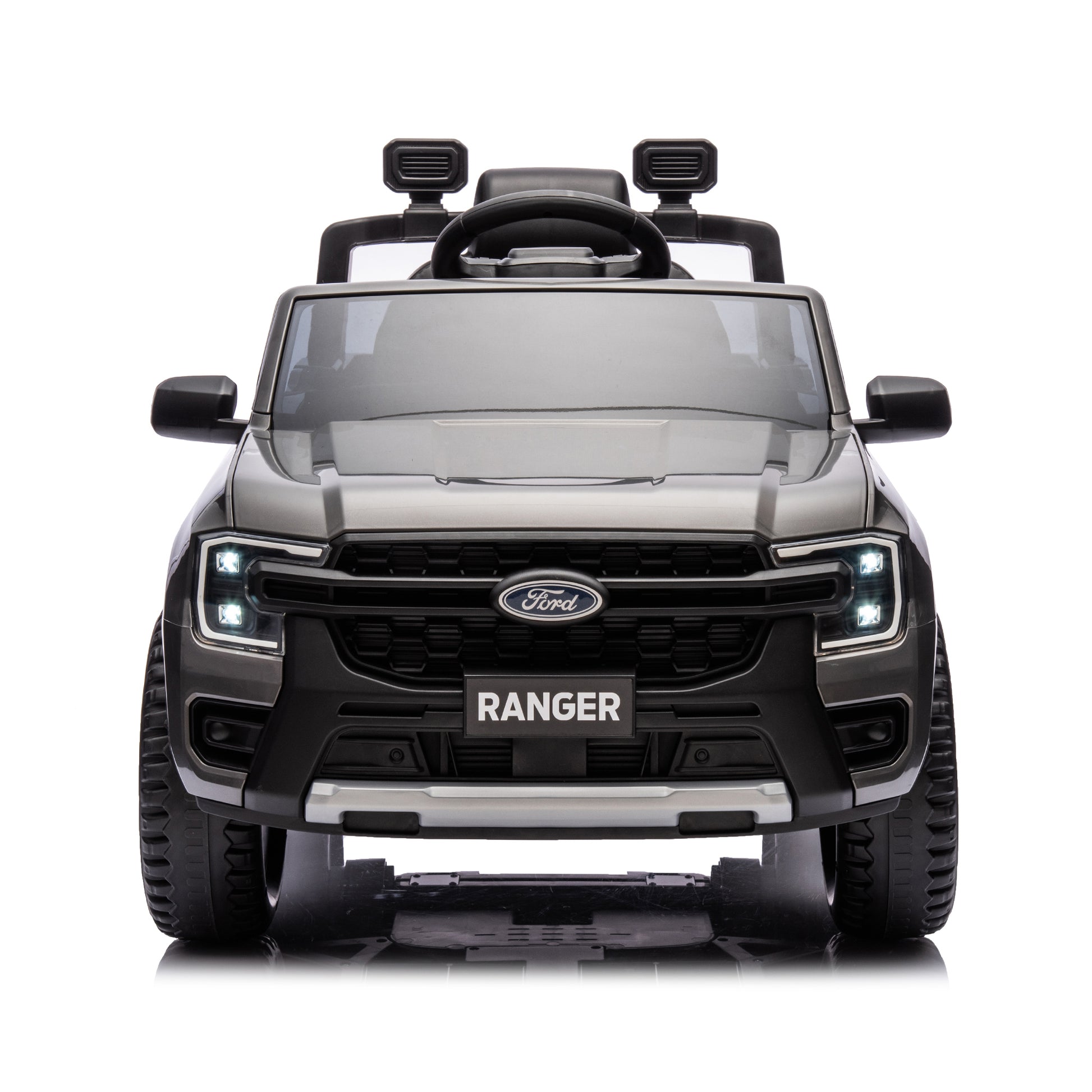 12V Kids Ride On Car W Parents Remote Control,Licensed Ford Ranger,2Wd,Rear Wheel Suspension,Low Start,Headlight,Horn,Mp3,Bluetooth,Adjustable Speed,Speed 1.86 4.97 Mph For Kids Aged 3 6. Gray 50 99 Lbs Polypropylene