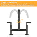 Double Handle Bridge Kitchen Faucet Matte Black Kitchen Metal Stainless Steel