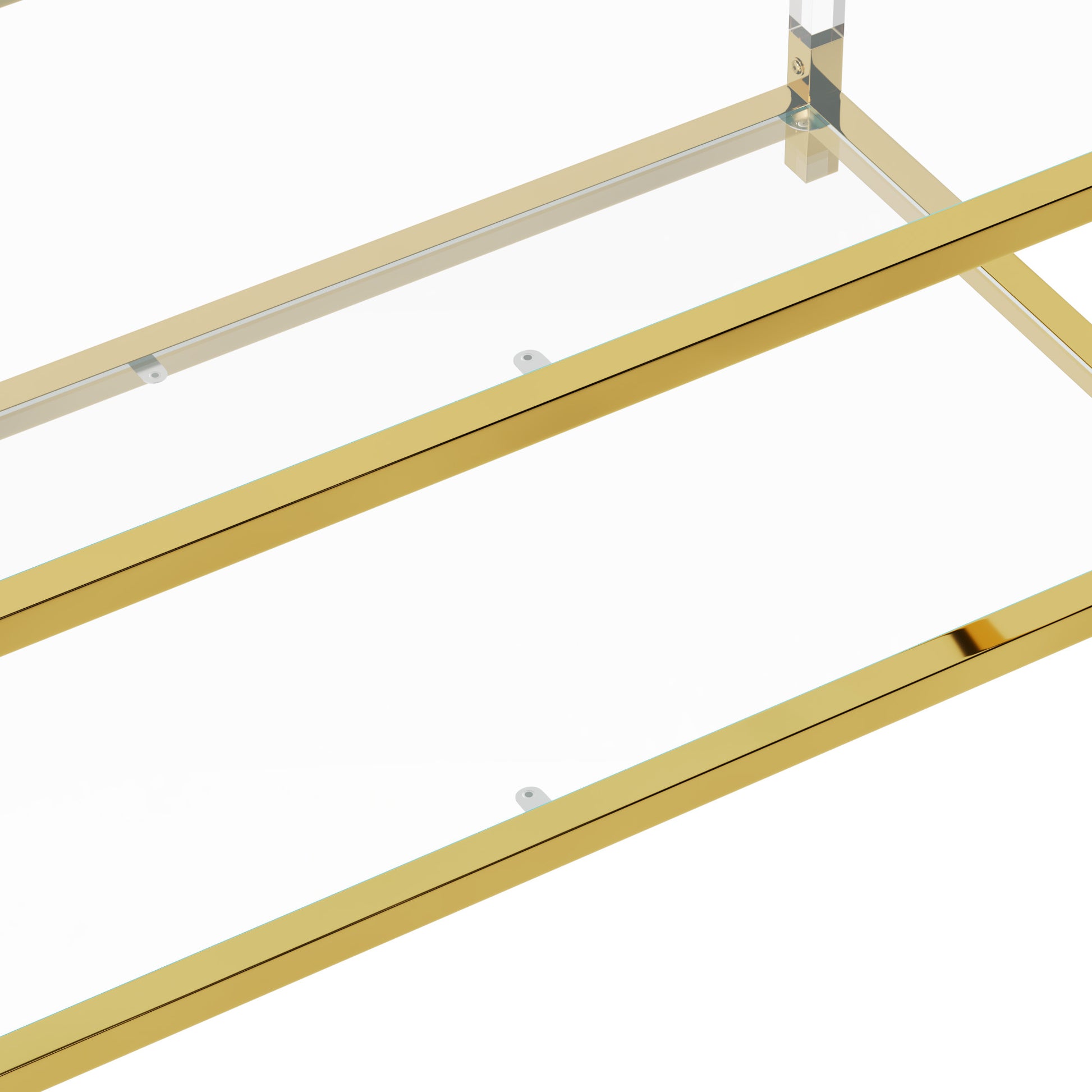 Modern Minimalist Style Gold Metal Frame With Acrylic Leg Coffee Table Cs 1195 Golden,Transparent Glass Acrylic