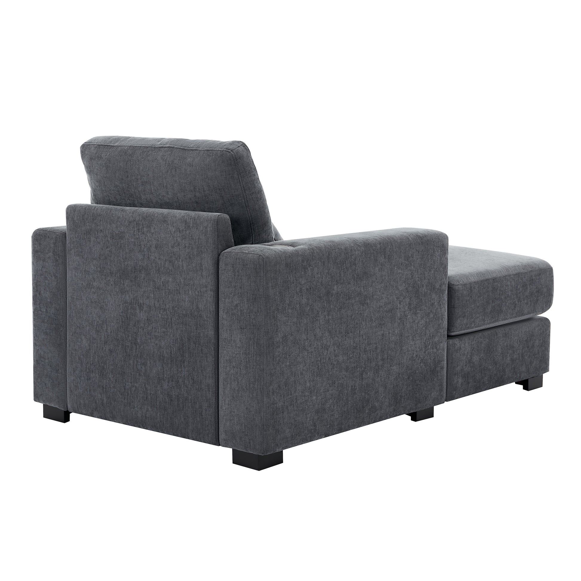 39.7" Oversized Chaise Lounger Modern Style Sofa Couch ,With Pillows, Charge Station & Cup Holders, Chenille Fabric, Blue Gray Blue Gray Chenille