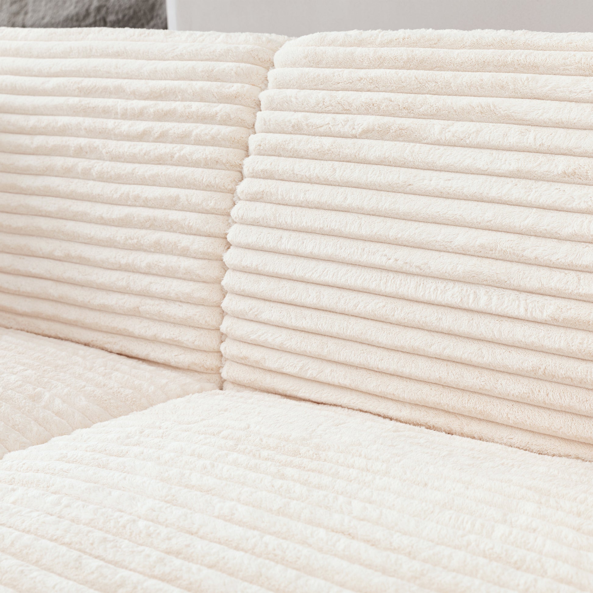 2291 Modern Sofa, Comfortable Cloud Sofa Soft Plush Corduroy Interior With Square Armrests, Living Room, Bedroom, Beige Beige Corduroy 3 Seat