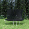 12Ft Trampoline Double Side Color Pad Trampoline For Kids And Adults With Enclosure Net And Ladder,Curved Fence Pole Black Steel Steel