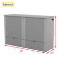 Queen Size Murphy Bed Wall Bed With Drawer And A Set Of Sockets & Usb Ports, Pulley Structure Design, Gray Queen Gray Plywood