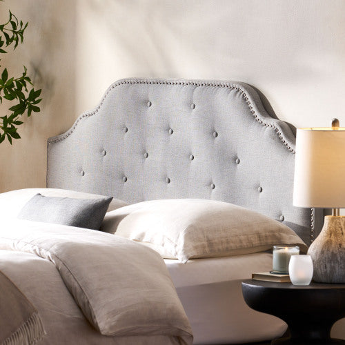 Queen&Full Sized Headboard Queen Light Grey Fabric