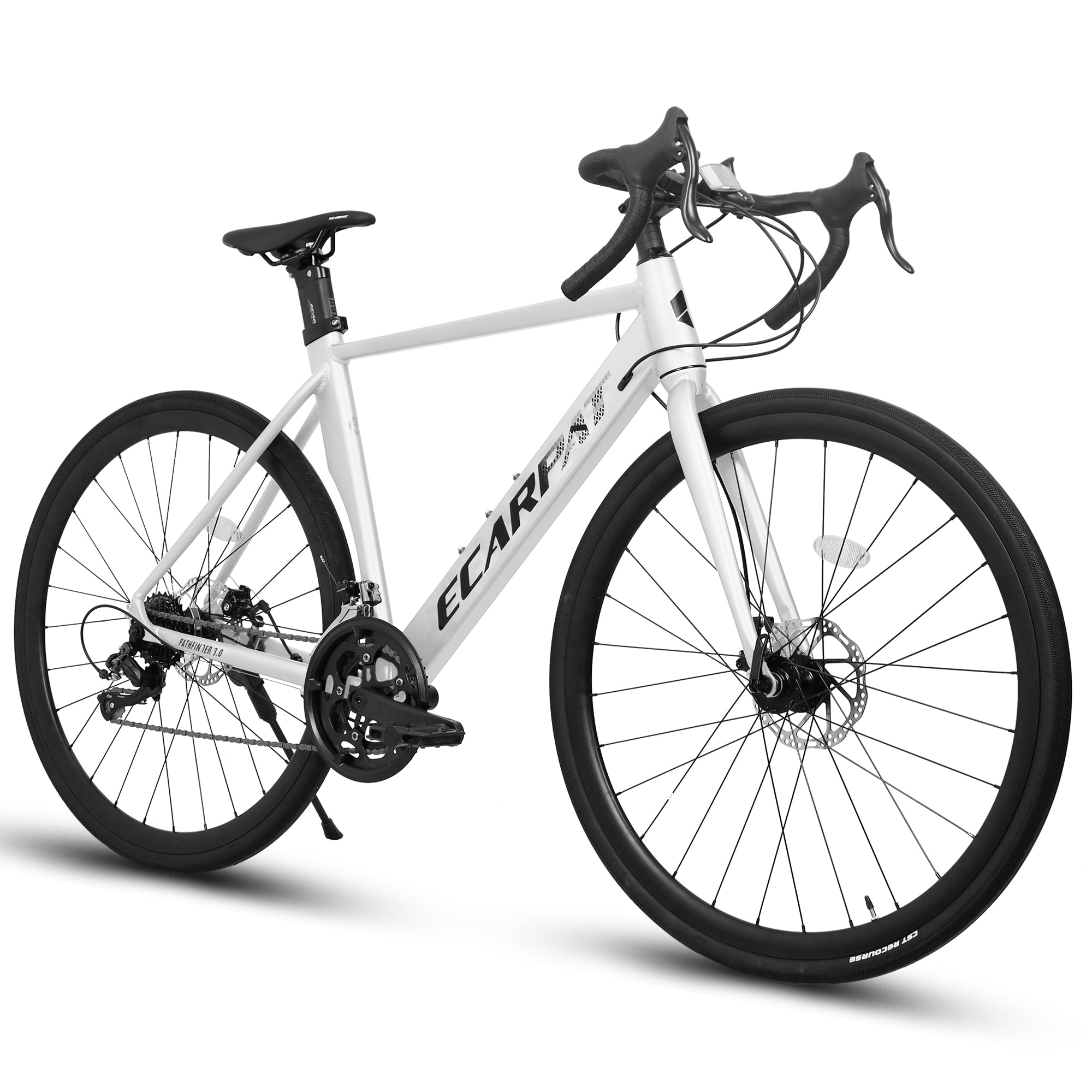 A28315 Road Bike, 14 Speed Aluminium Frame Disc Brakes, Disc Brakes Men'S Women'S Road Bike White Aluminium