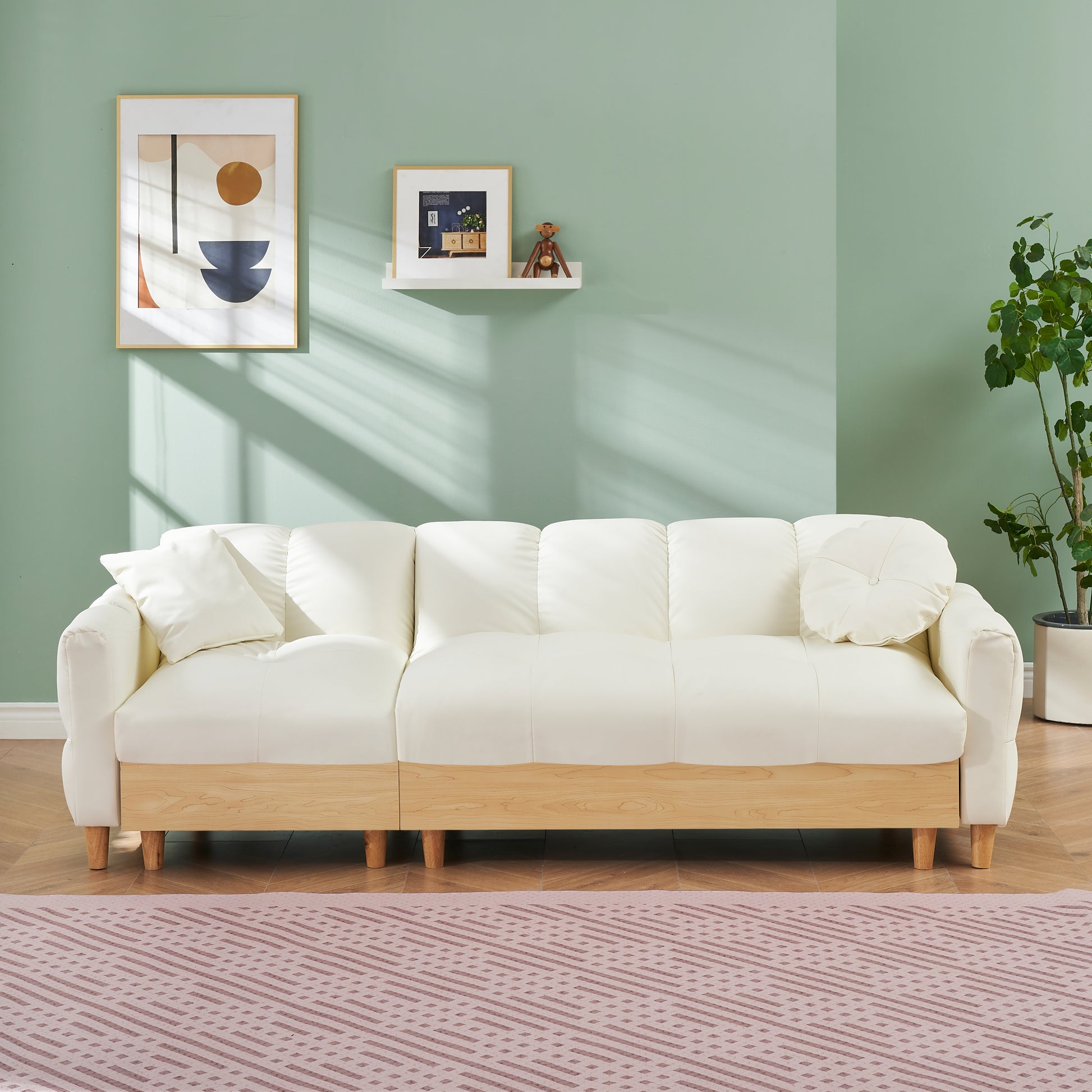 86.61 Inches Beige Technology Cloth Sofa, Three Sofa Lift Sofa Bed, Sofa Bed With Storage Cabinet, Sofa Is Soft And Comfortable, Suitable For Meeting Rooms, Living Rooms And Bedrooms Beige Tech Cloth 3 Seat