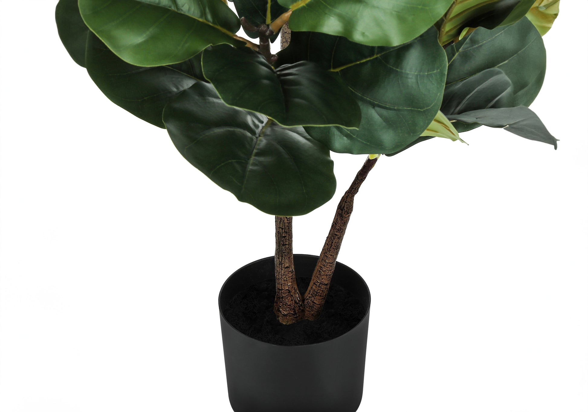 Artificial Plant, 49" Tall, Fiddle Tree, Indoor, Faux, Fake, Floor, Greenery, Potted, Real Touch, Decorative, Green Leaves, Black Pot Green Foam Plastic