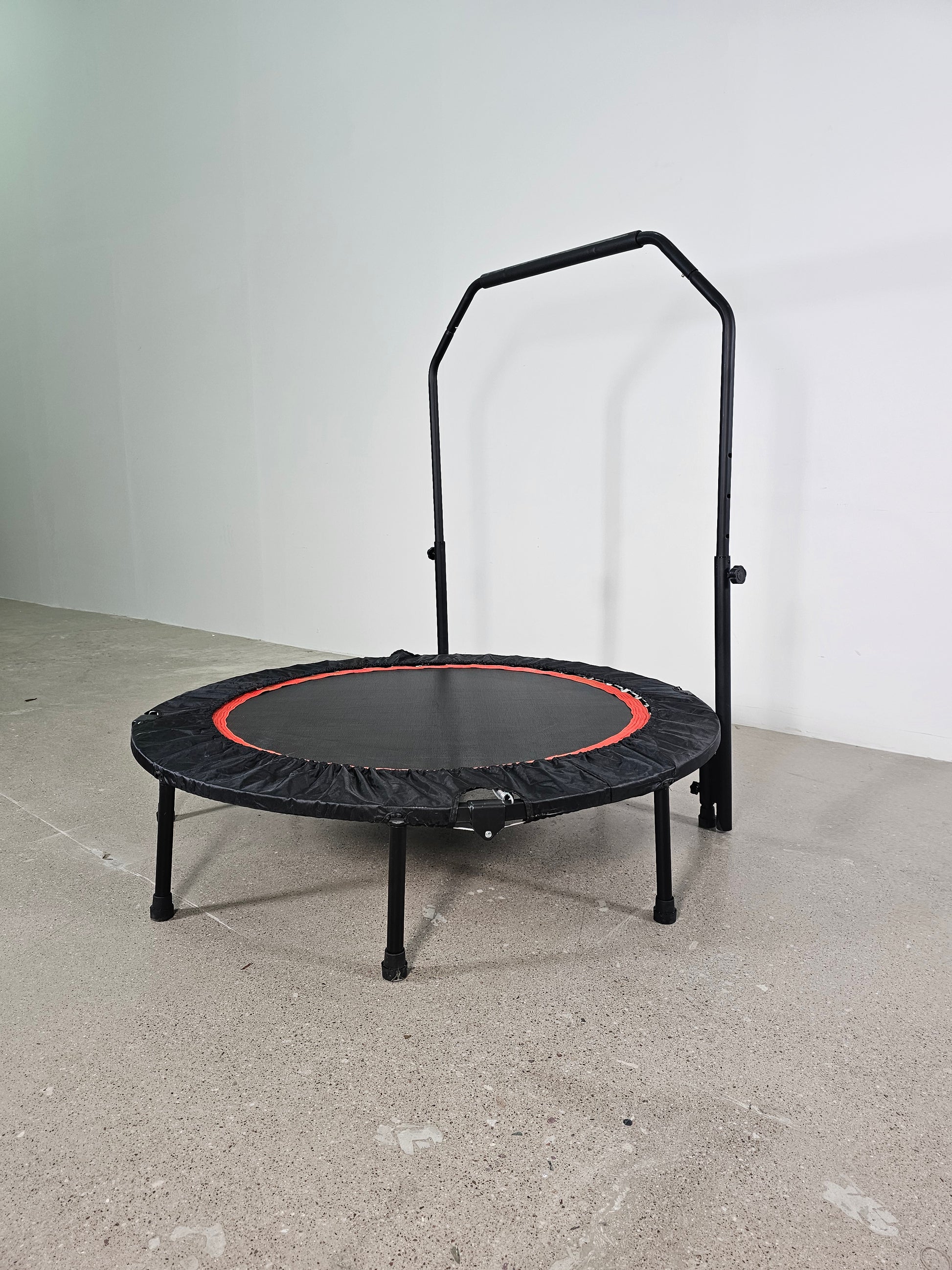 48" Foldable Mini Trampoline Max Load 300Lbs, Fitness Rebounder With Adjustable Foam Handle, Exercise Trampoline For Adults Indoor Garden Workout Black Abs Steel Q235