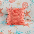 6 Piece Cotton Sateen Duvet Cover Set King Coral Cotton