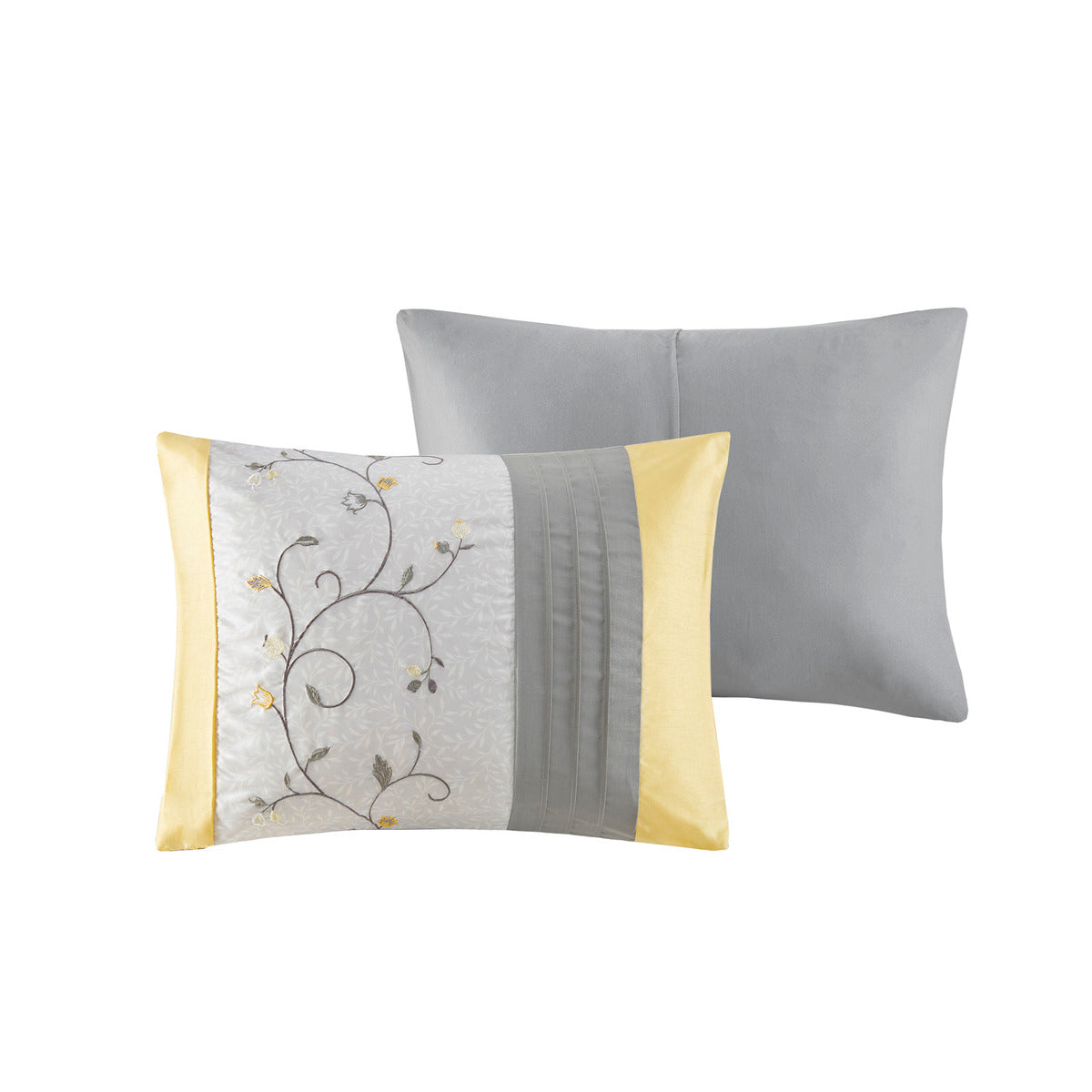Embroidered 7 Piece Comforter Set Yellow Queen Queen Yellow Polyester
