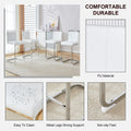Table And Chair Set. A Rectangular Glass Dining Table With A 0.4 Inch Tempered Glass Tabletop And Mdf Board V Shaped Bracket, Paired With Chairs Consisting Of Pu Seat Cushions And Silver Metal Legs. White Black Seats 4 Tempered Glass