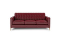 Mid Century Tufted Leather Sofa Red Leather 3 Seat