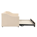 Twin Size Upholstered Daybed With Pop Up Trundle, Beige Twin Beige Upholstered